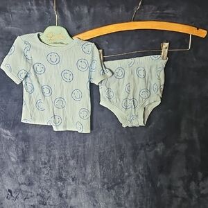 Cat & Jack Blue Smiley Face Kids Matching Set